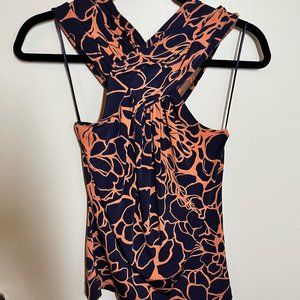 The Limited navy/salmon colored blouse